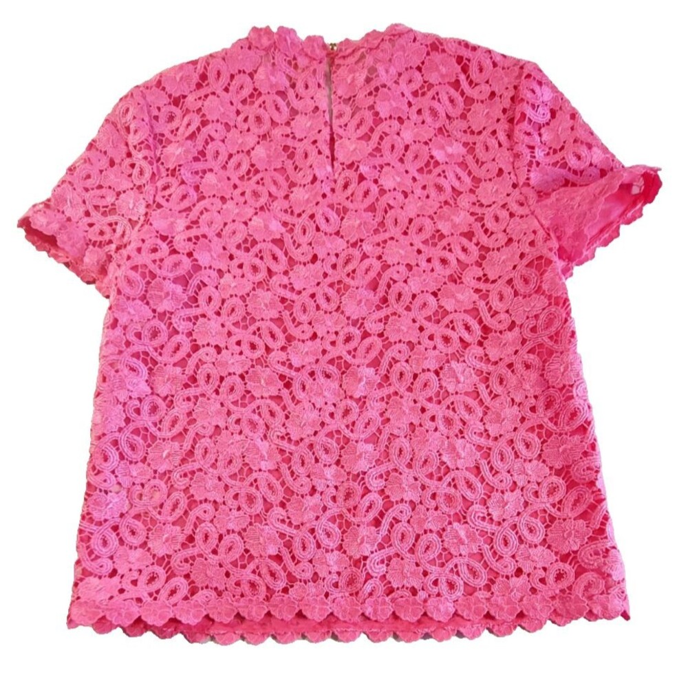 Kate Spade Bloom Flower Lace Blouse Womens Size 6 Pink Floral Crochet NJMU3100 - Picture 2 of 8